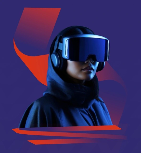 Innovative technology solutions — a Saudi woman wearing a virtual reality headset